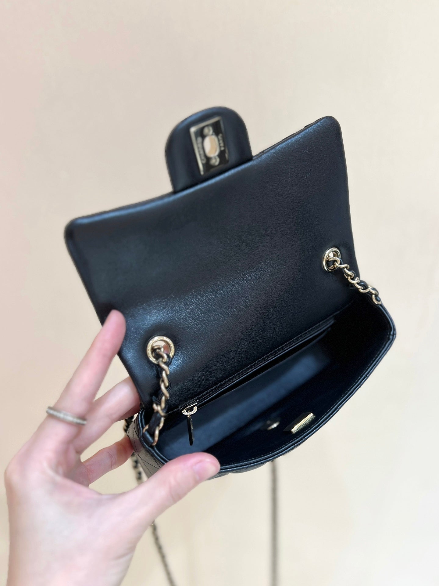 CC 24K Mini Flap Bag 18cm Black Lambskin Gold Hardware