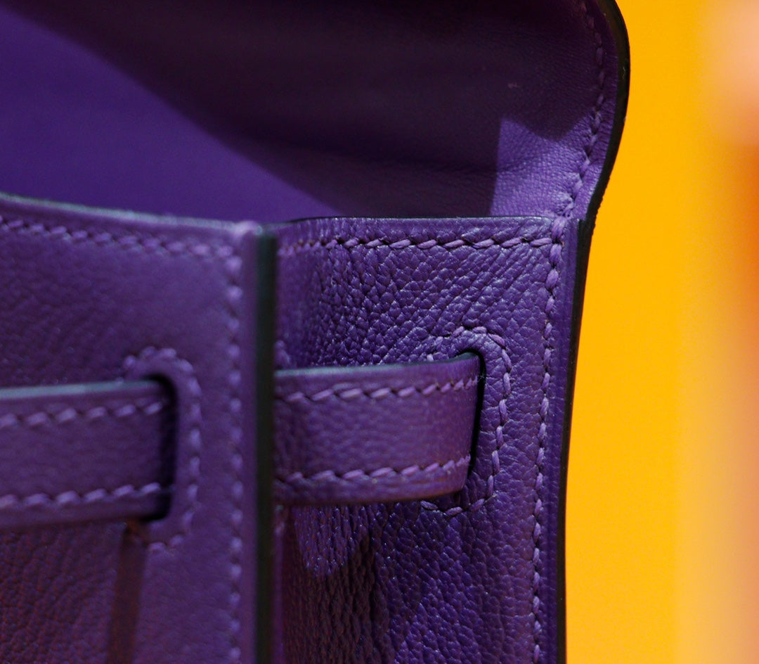 HM Mini Kelly 19cm Purple Epsom Gold Hardware