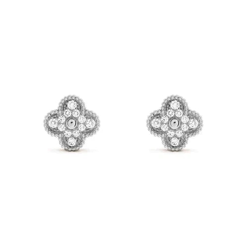 Boucles d'oreilles clous en diamant Diana Clover 1 motif en argent