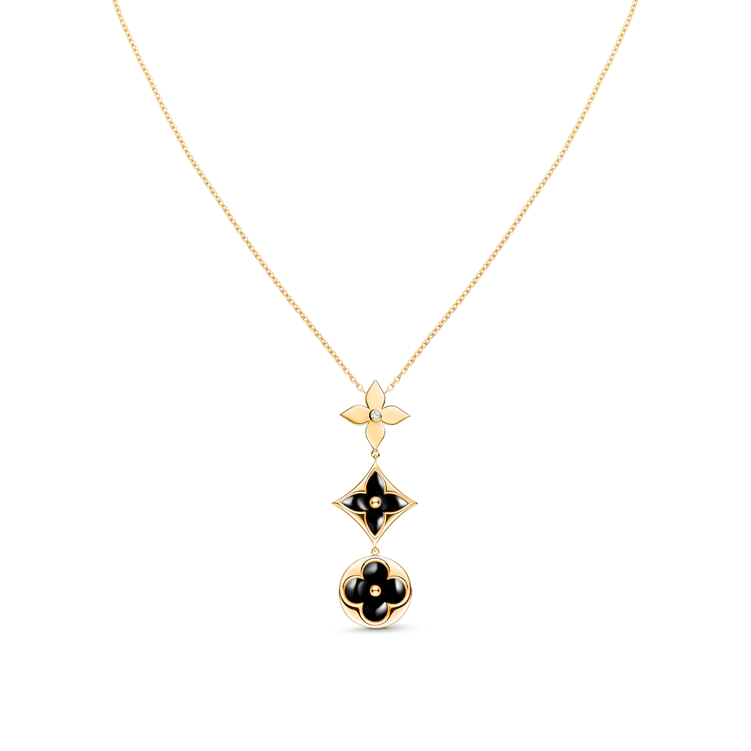 DIANA STAR AND SUN ONYX PINK GOLD NECKLACE