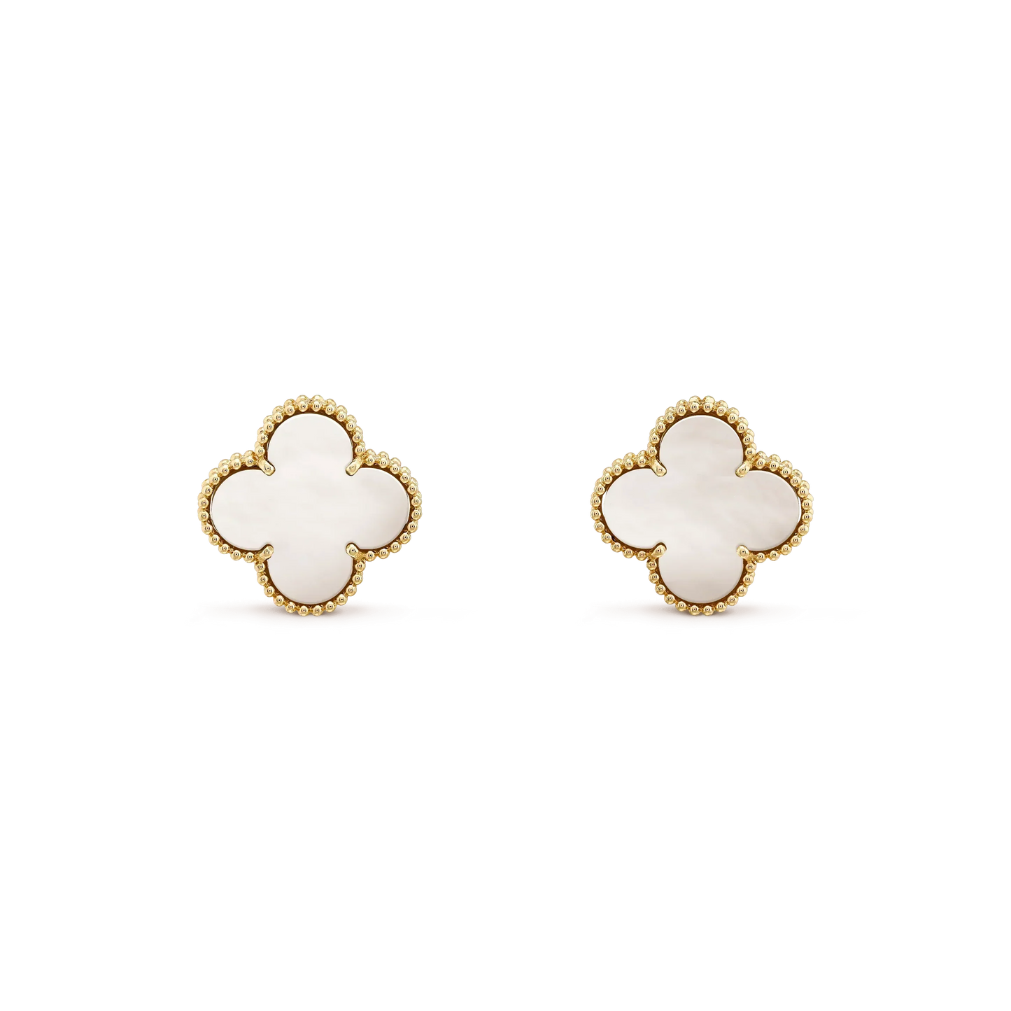 DIANA CLOVER MEDIUM 1 MOTIFS WHITE MOP STUD EARRINGS