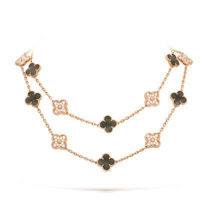 CLOVER 20 MOTIFS DARK MOP DIAMOND  NECKLACE