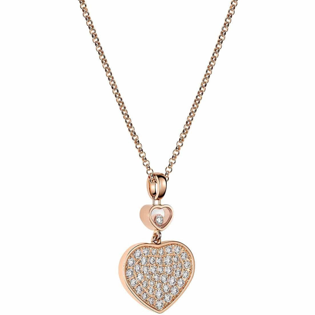 DIANA HAPPY HEART NECKLACE PINK GOLD FULL DIAMOND