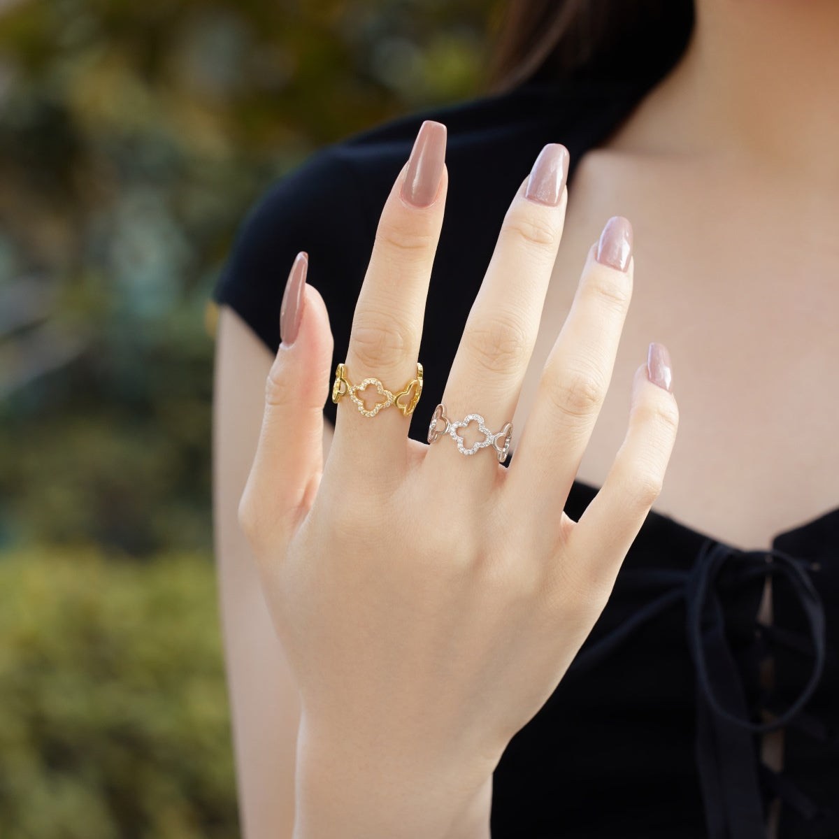 [HOT]Hollow Design Four-Leaf Clover Flower Shape Ring