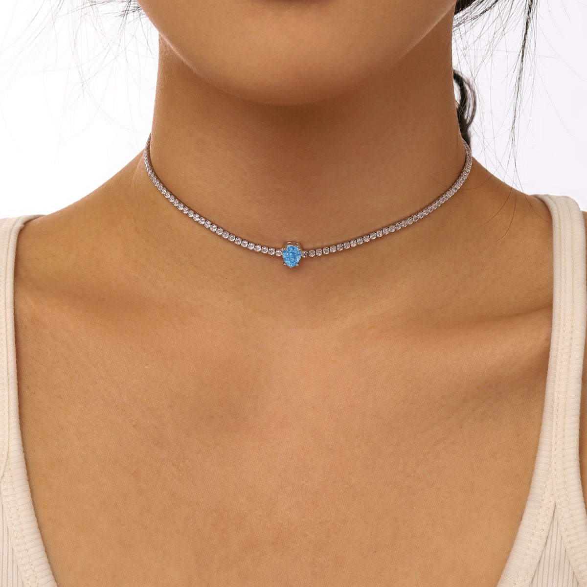 [HOT] Collier tennis unique taille poire de 1,0 carat