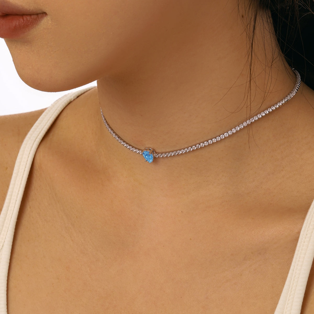 [HOT] Collier tennis unique taille poire de 1,0 carat