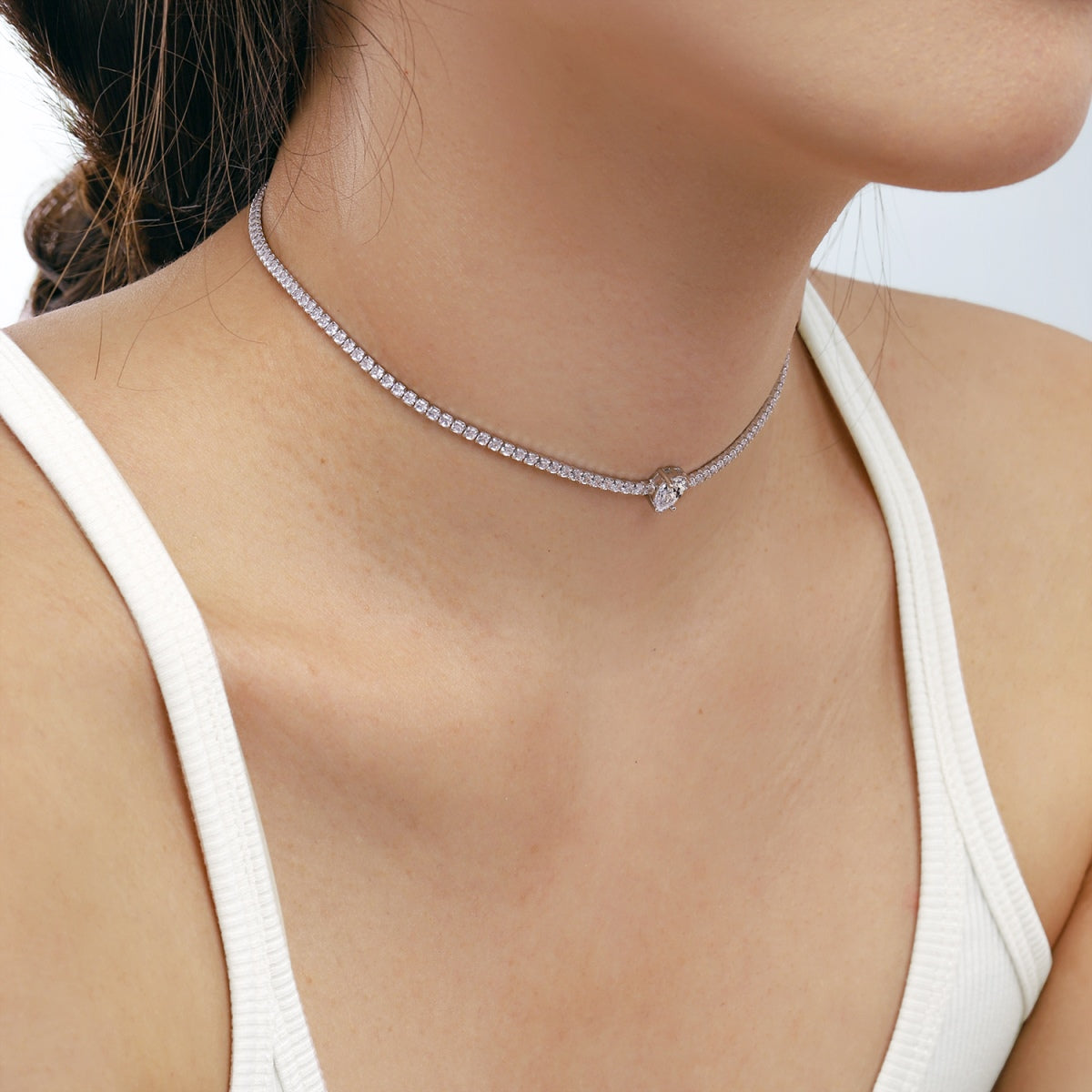 [HOT] Collier tennis unique taille poire de 1,0 carat