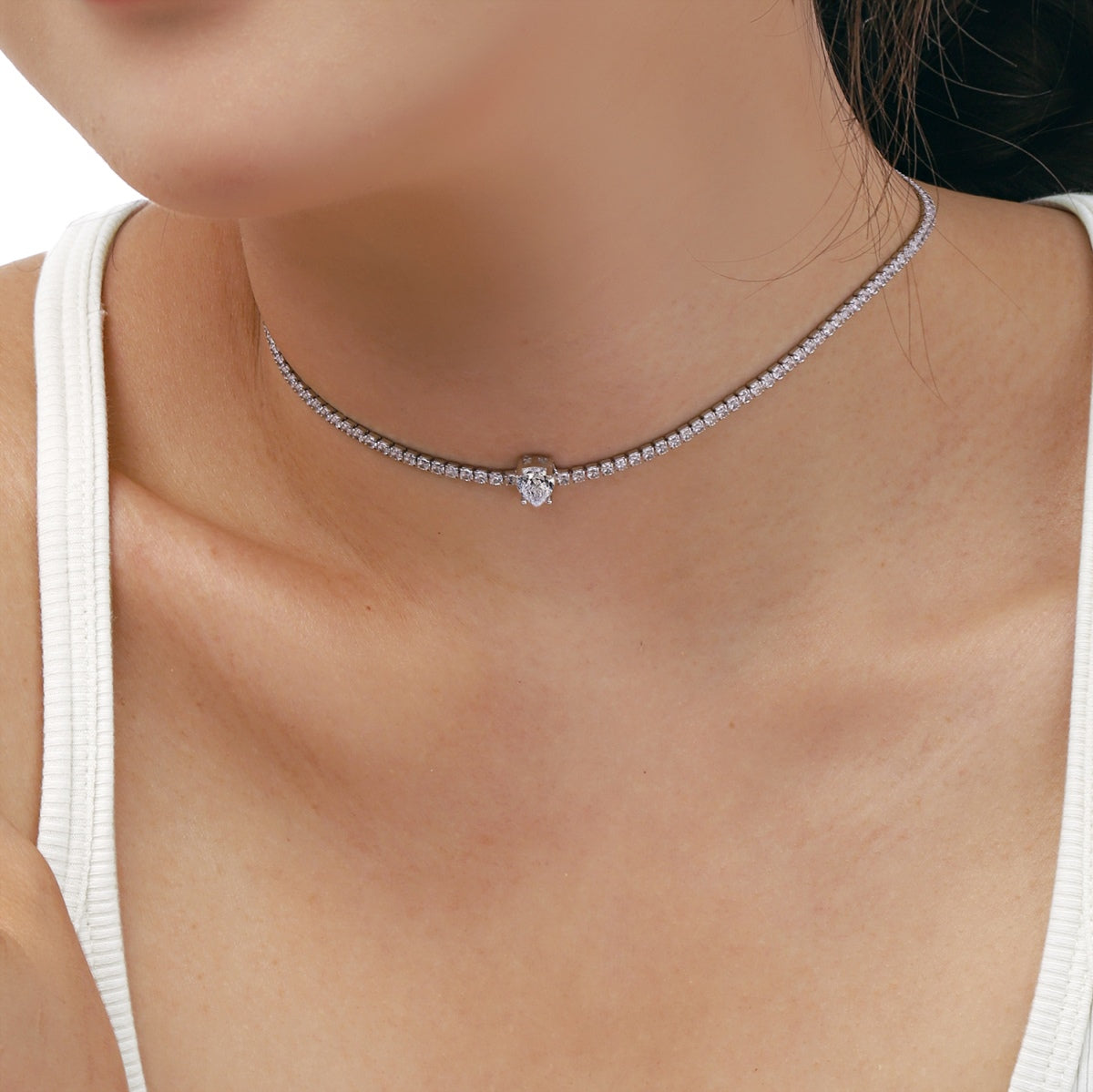 [HOT] Collier tennis unique taille poire de 1,0 carat