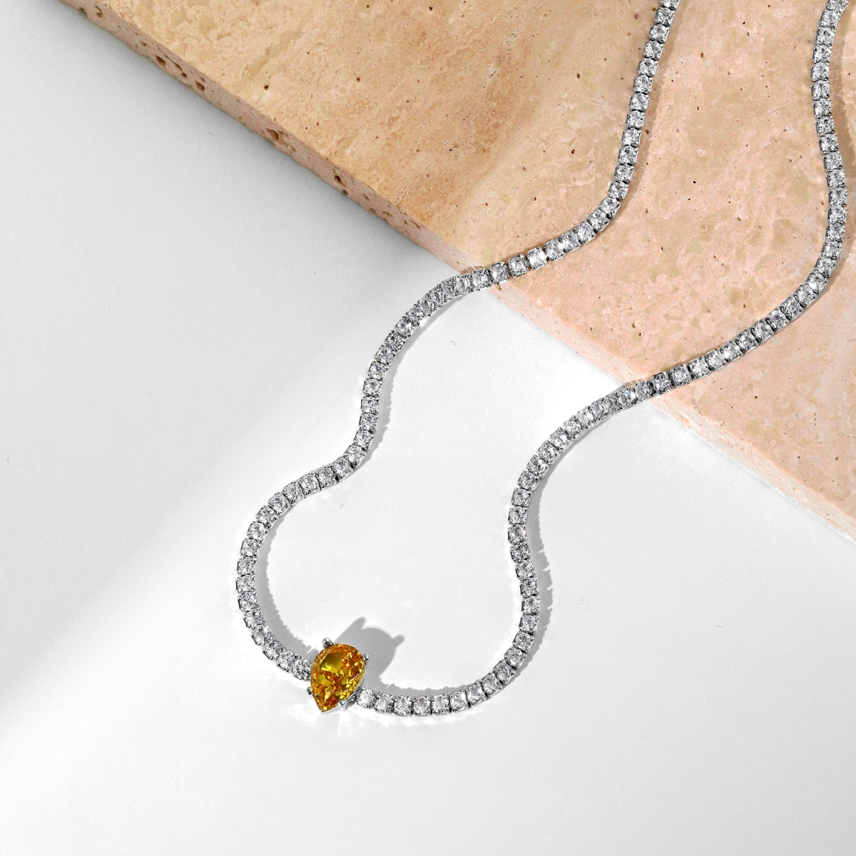 [HOT] Collier tennis unique taille poire de 1,0 carat