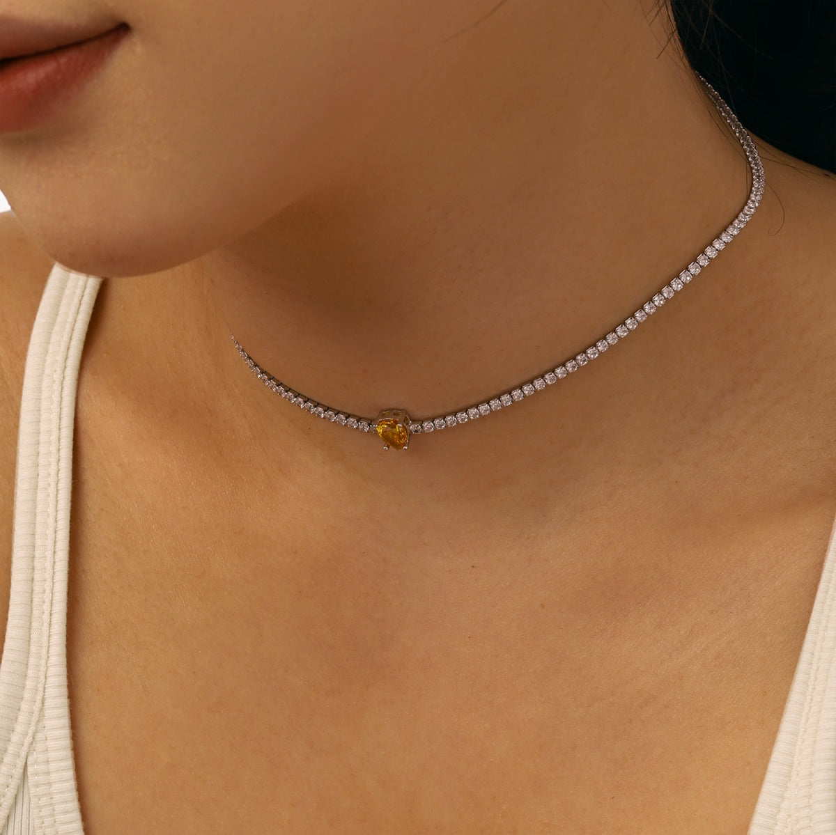 [HOT] Collier tennis unique taille poire de 1,0 carat