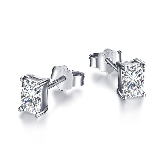 [HOT] Boucles d'oreilles à tige rectangulaires brillantes et élégantes avec pierre centrale