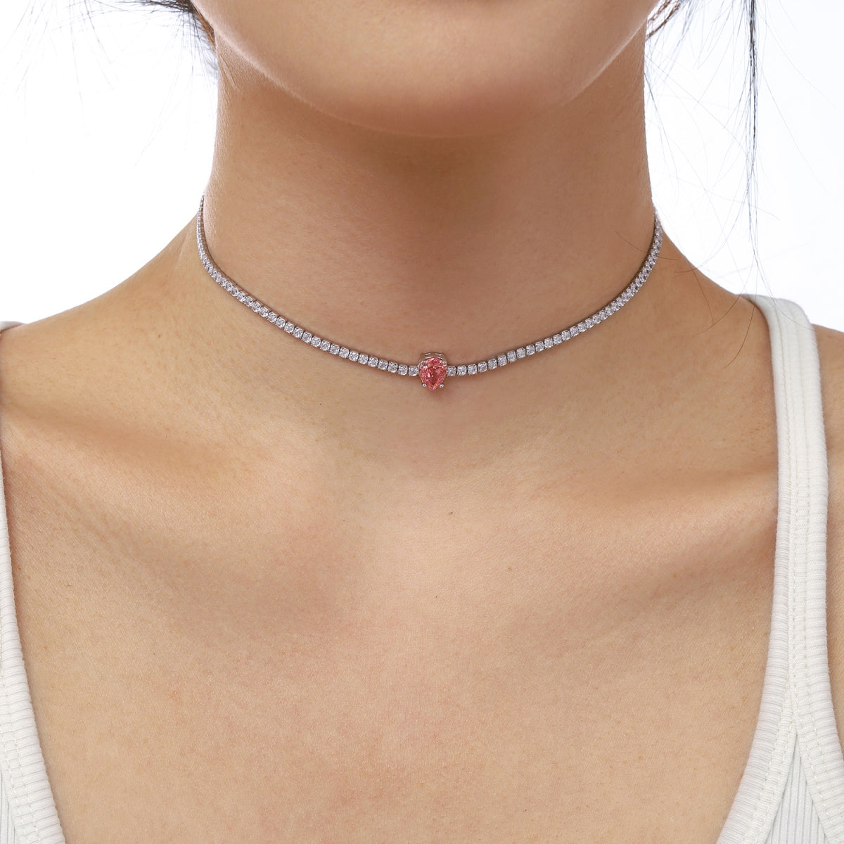 [HOT] Collier tennis unique taille poire de 1,0 carat