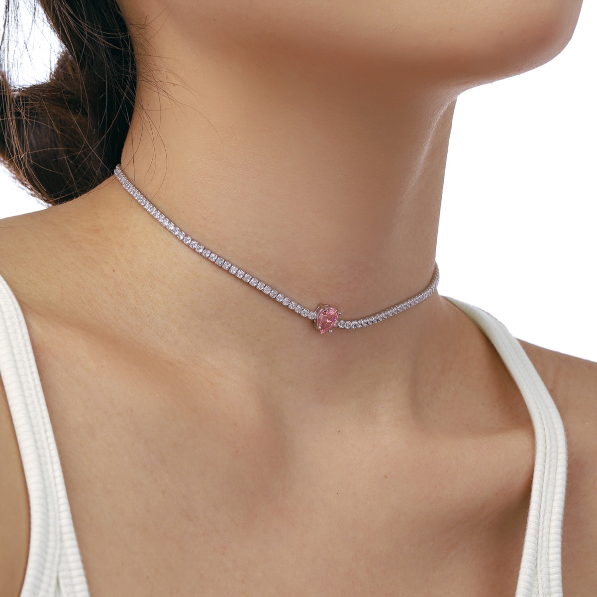 [HOT] Collier tennis unique taille poire de 1,0 carat