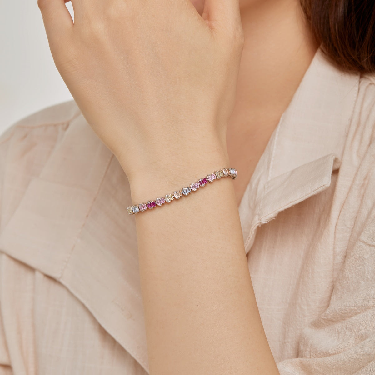 [HOT]Delicate Colorful Emerald Cut Party Bracelet