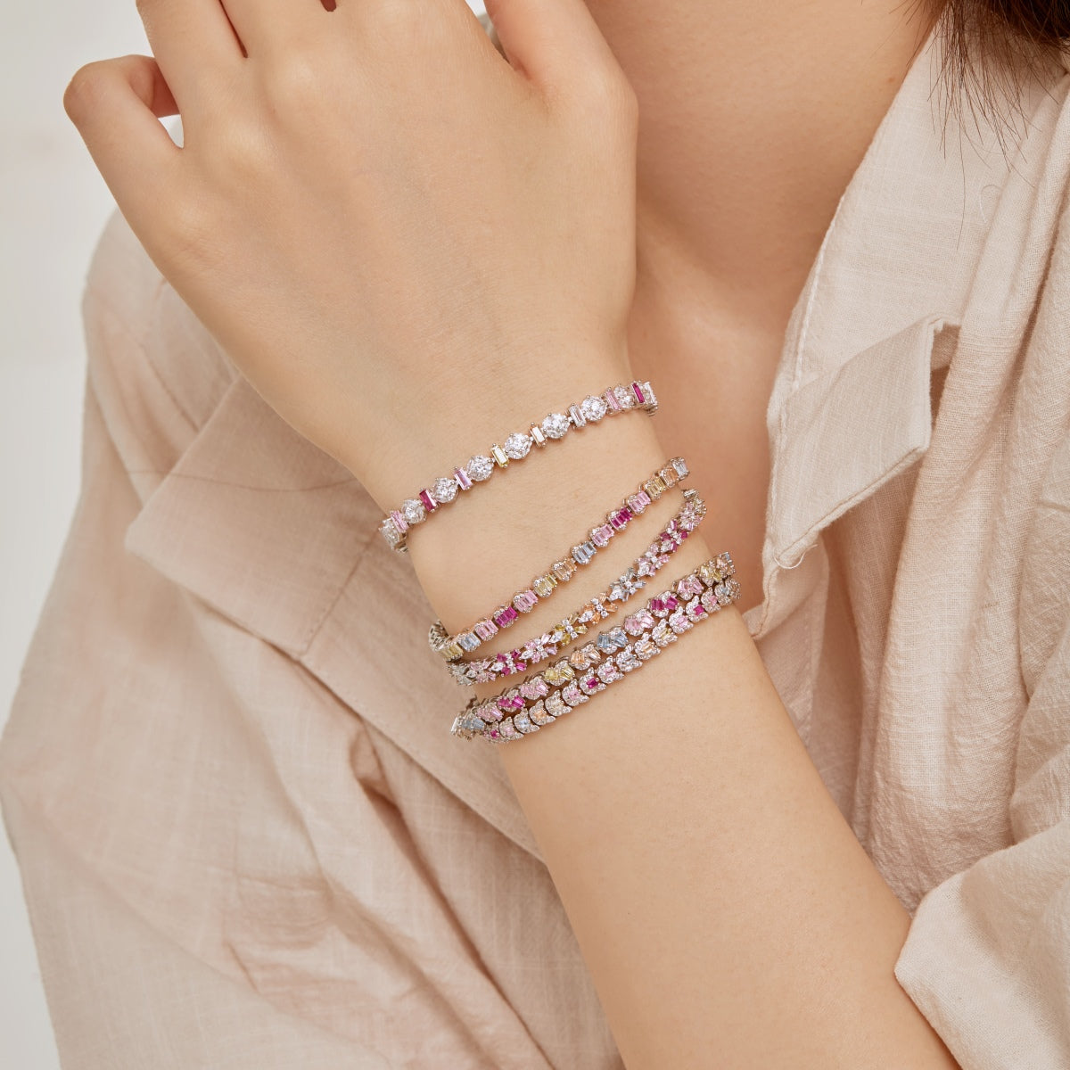 [HOT]Delicate Colorful Emerald Cut Party Bracelet