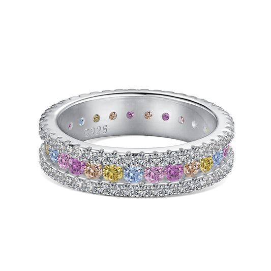 [HOT] Bague quotidienne délicate et colorée à coupe ronde