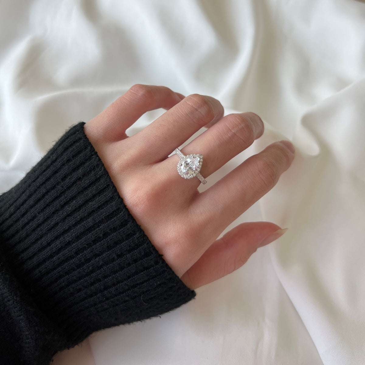 [HOT] Alliance de mariage luxueuse en forme de goutte d'eau resplendissante de 1,0 carat