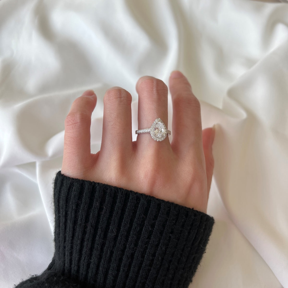 [HOT] Alliance de mariage luxueuse en forme de goutte d'eau resplendissante de 1,0 carat