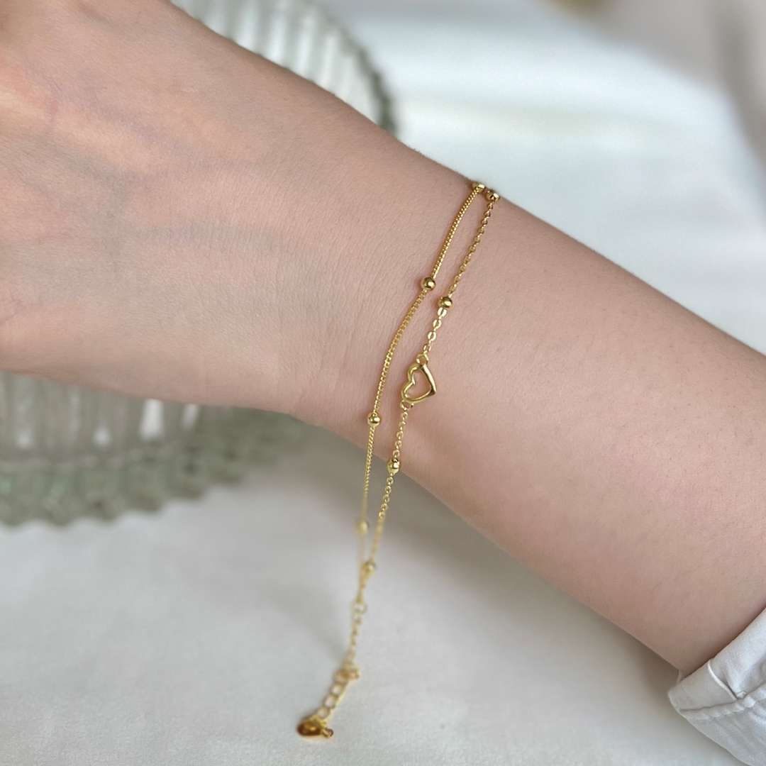 [HOT] Bracelet délicat double couche en forme de cœur