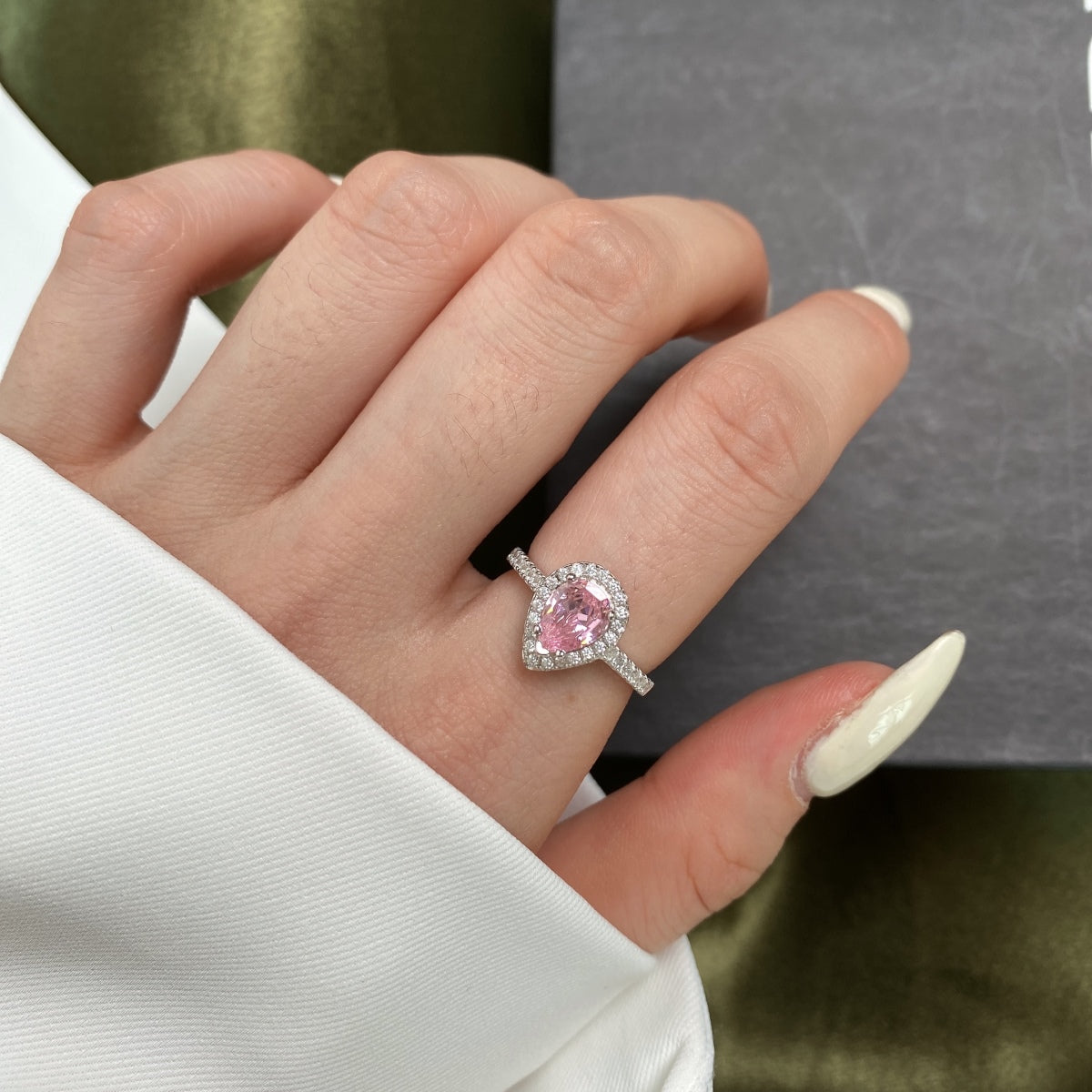 [HOT] Alliance de mariage luxueuse en forme de goutte d'eau resplendissante de 1,0 carat