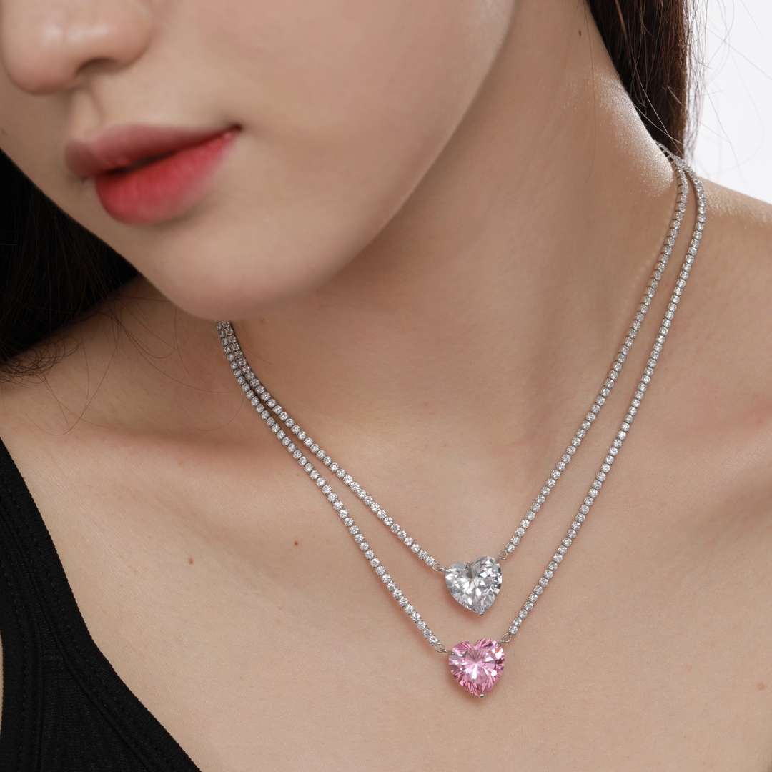 [HOT] Collier tennis polyvalent et coloré en forme de cœur de 8,0 carats