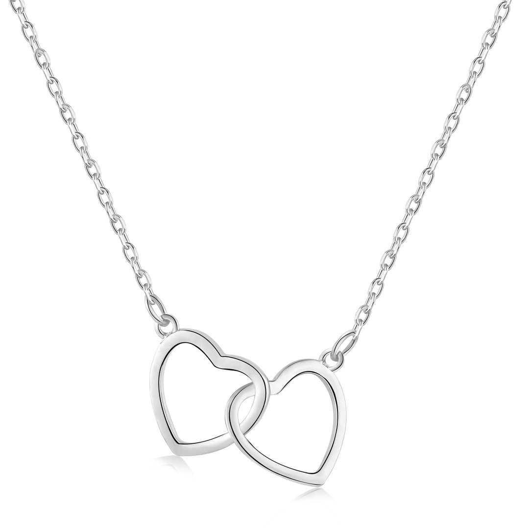 [HOT] Collier double anneau d'amour en argent sterling
