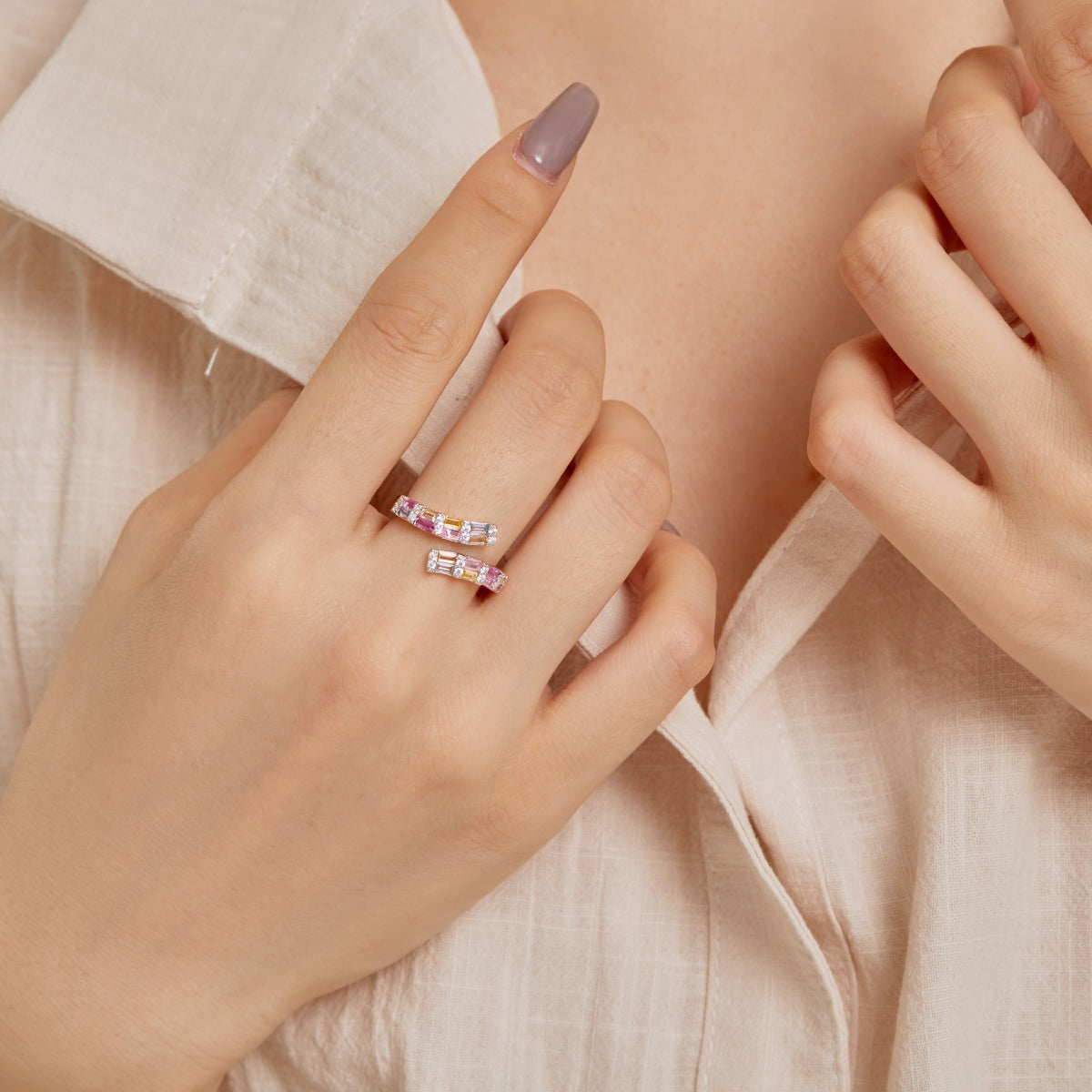 [HOT] Charmante bague ajustable quotidienne colorée à coupe radiante