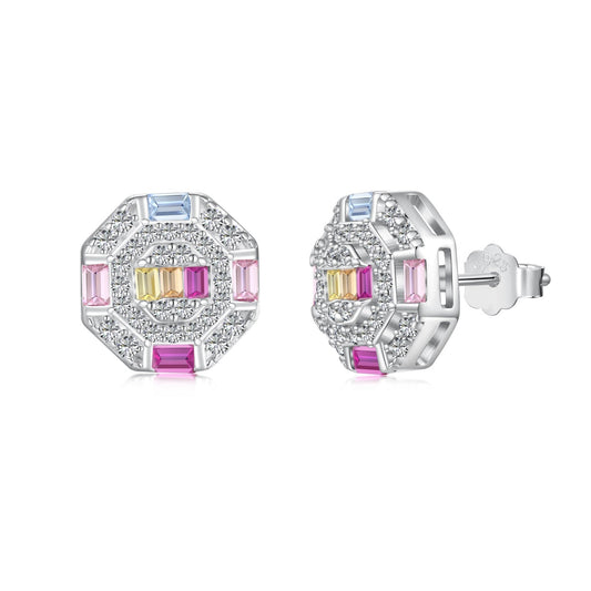 [HOT] Boucles d'oreilles quotidiennes en forme d'octogone coloré et orné