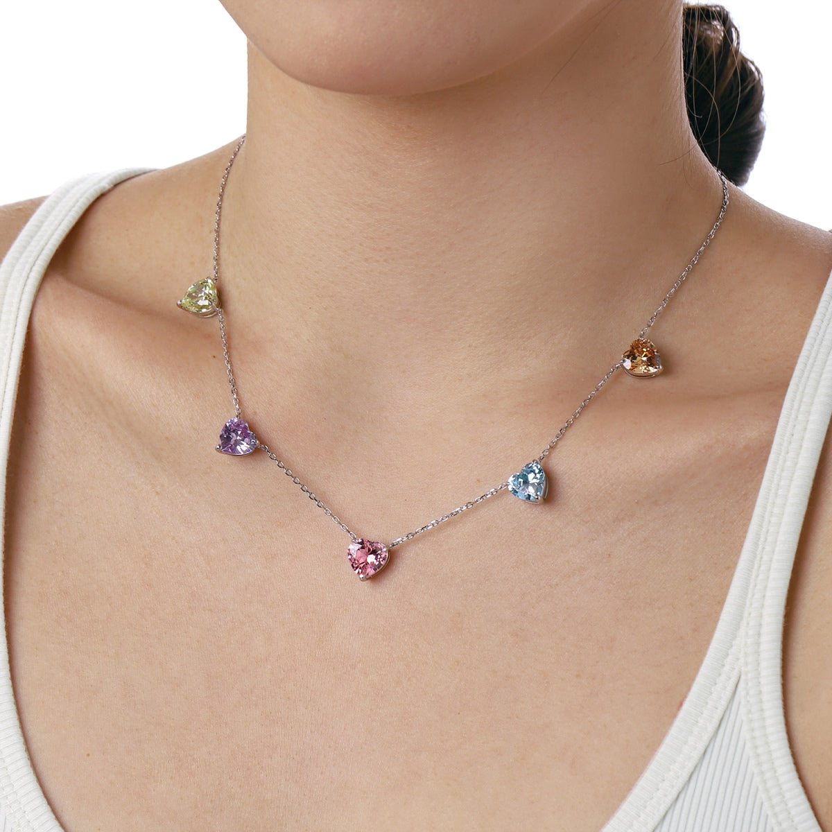 [HOT] Collier scintillant en forme de cœur coloré