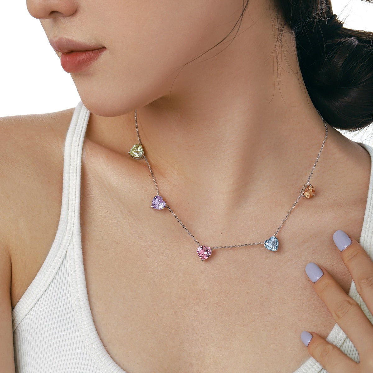 [HOT] Collier scintillant en forme de cœur coloré