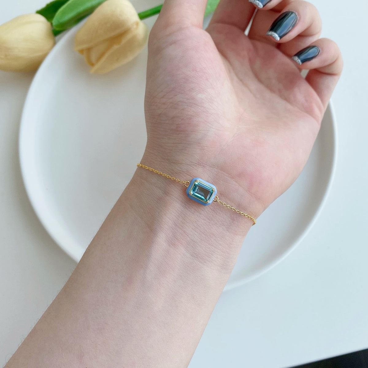 [HOT]2.0 Carat Sparkling Colorful Emerald Cut Daily Bracelet