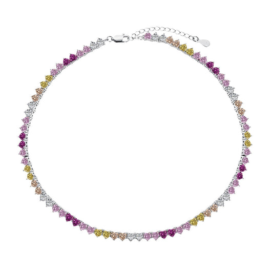 [HOT] Collier de tennis scintillant et coloré en forme de cœur