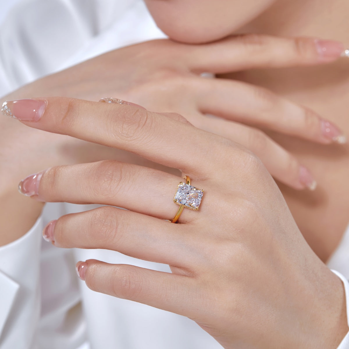 [HOT] Bague de banquet ornée de 4,0 carats, taille radiand enchanteresse