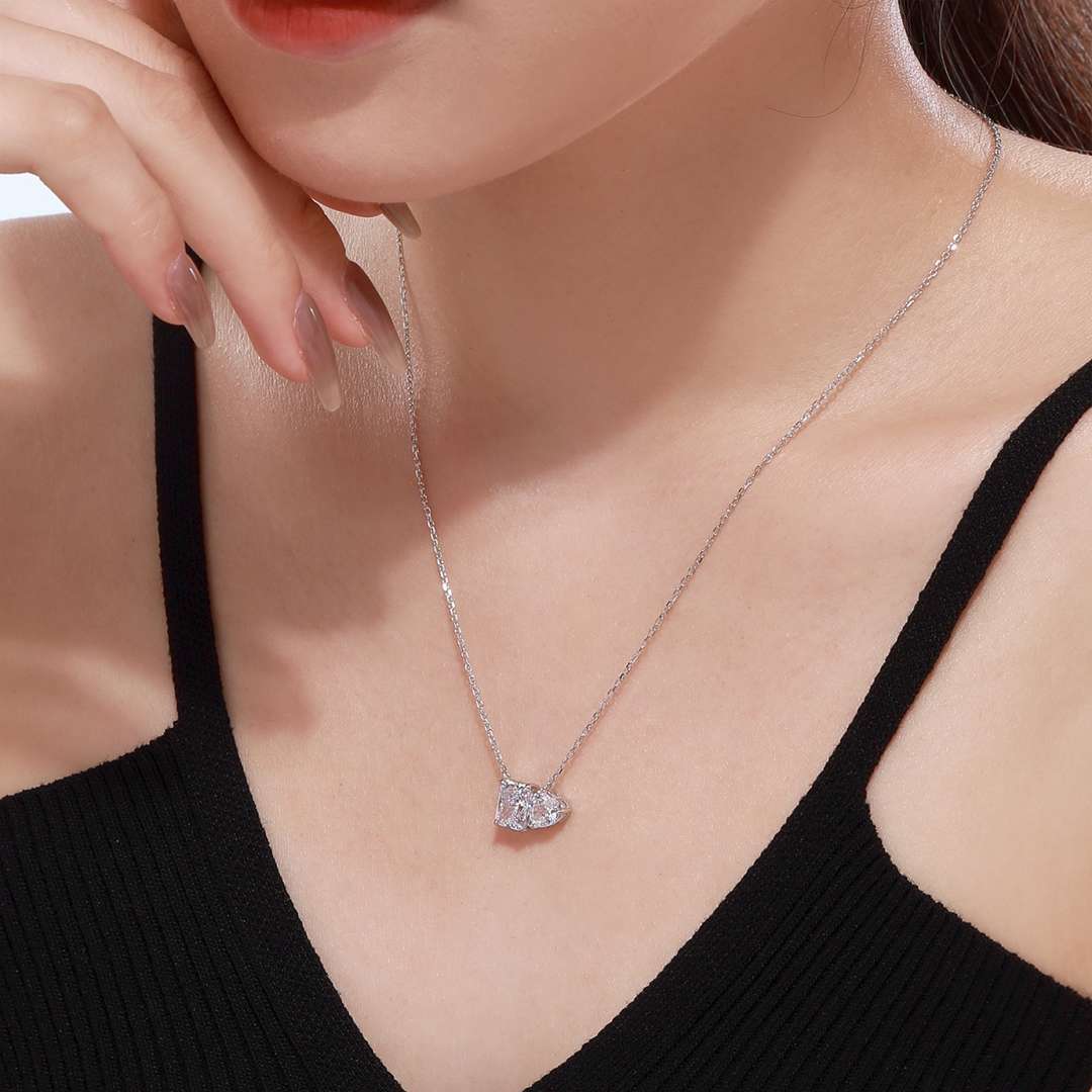 [HOT] Collier éblouissant en forme de carré et de cœur