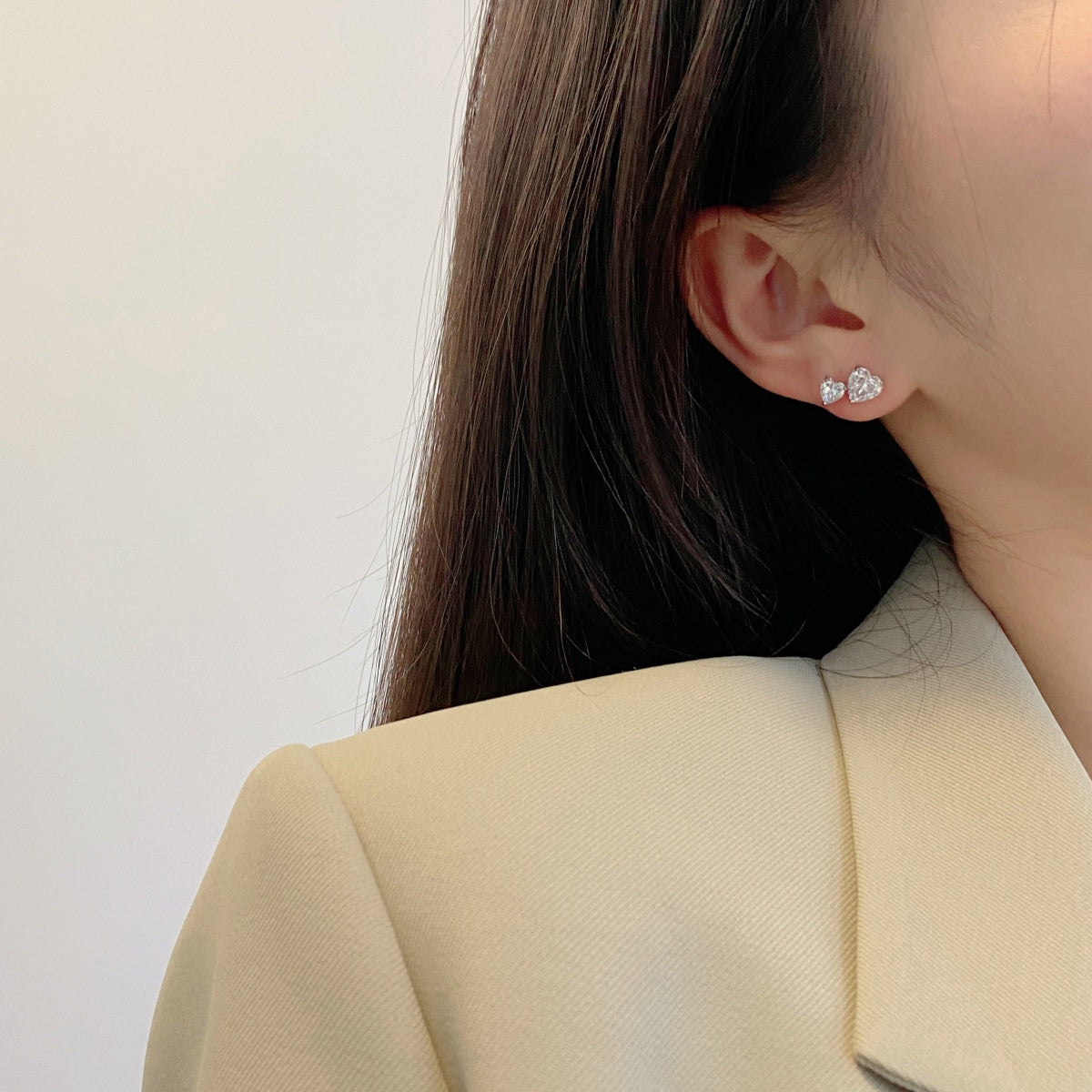 [HOT] Boucles d'oreilles classiques style princesse en forme de double cœur