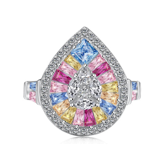 [HOT]Elegant Colorful Water Drop Shape Banquet Ring