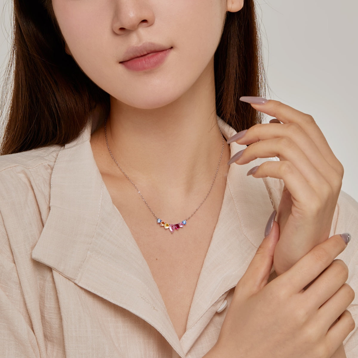 [HOT] Collier délicat en forme de cœur coloré