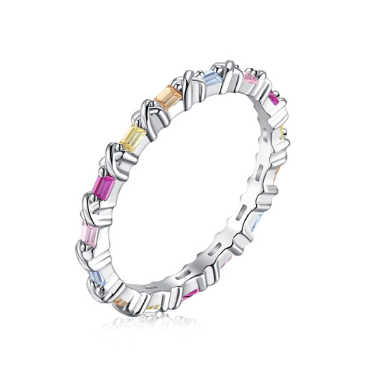 [HOT] Charmante bague quotidienne colorée à coupe ronde