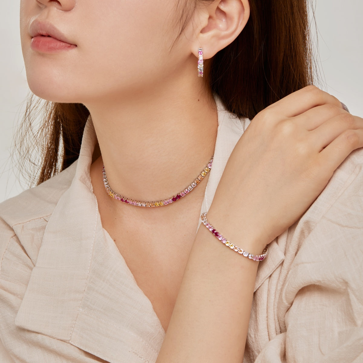 [HOT]Delicate Colorful Tennis Necklace