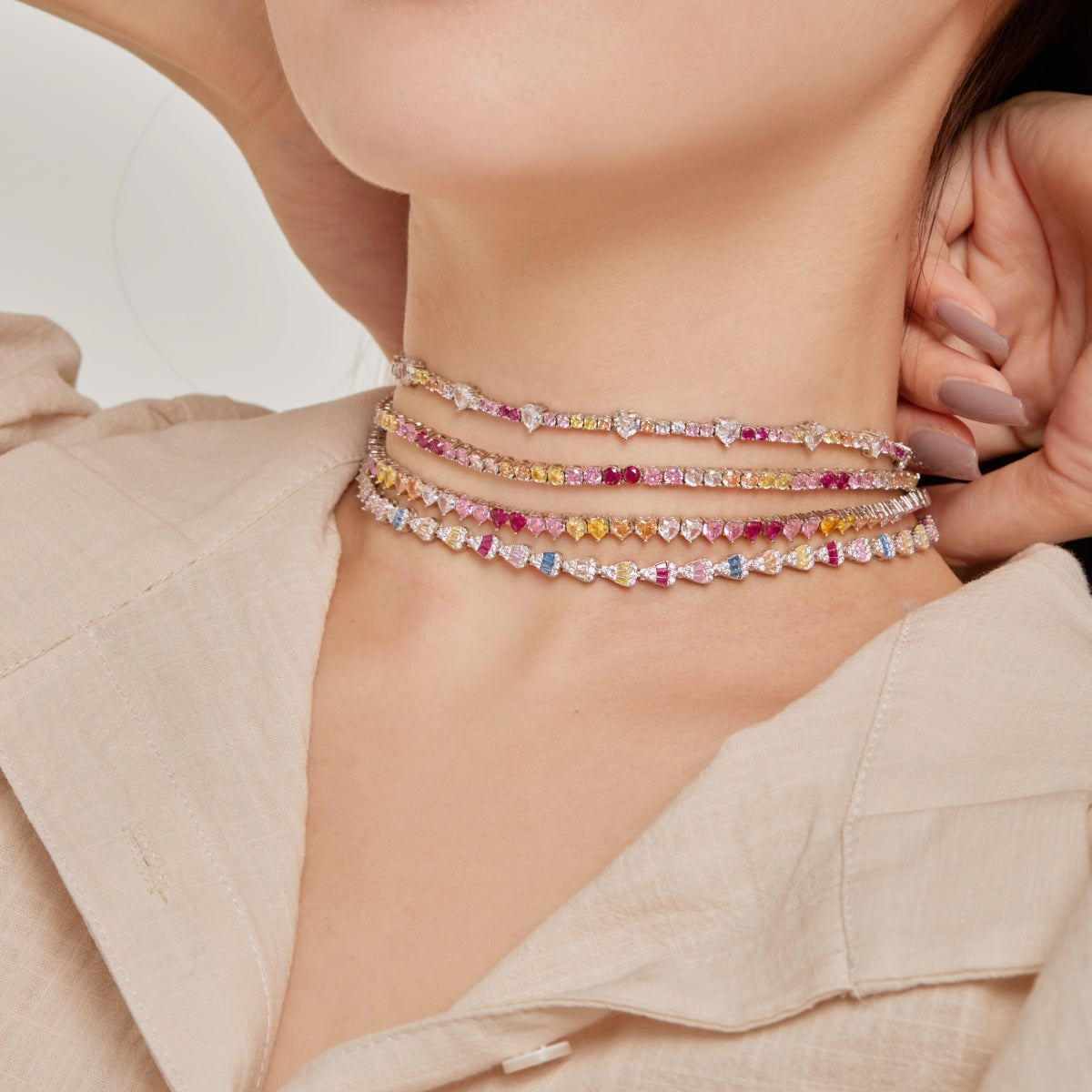 [HOT]Delicate Colorful Tennis Necklace