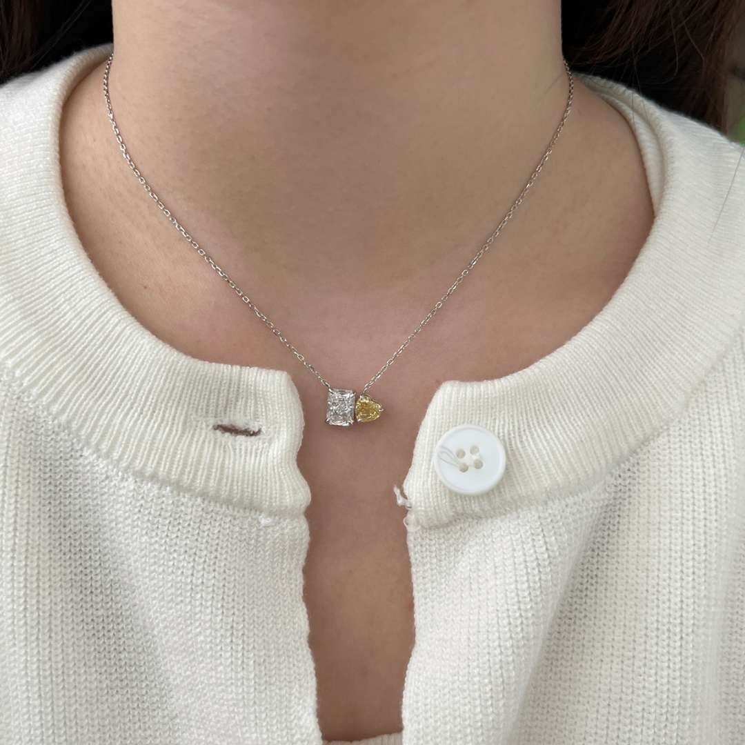 [HOT] Collier éblouissant en forme de carré et de cœur