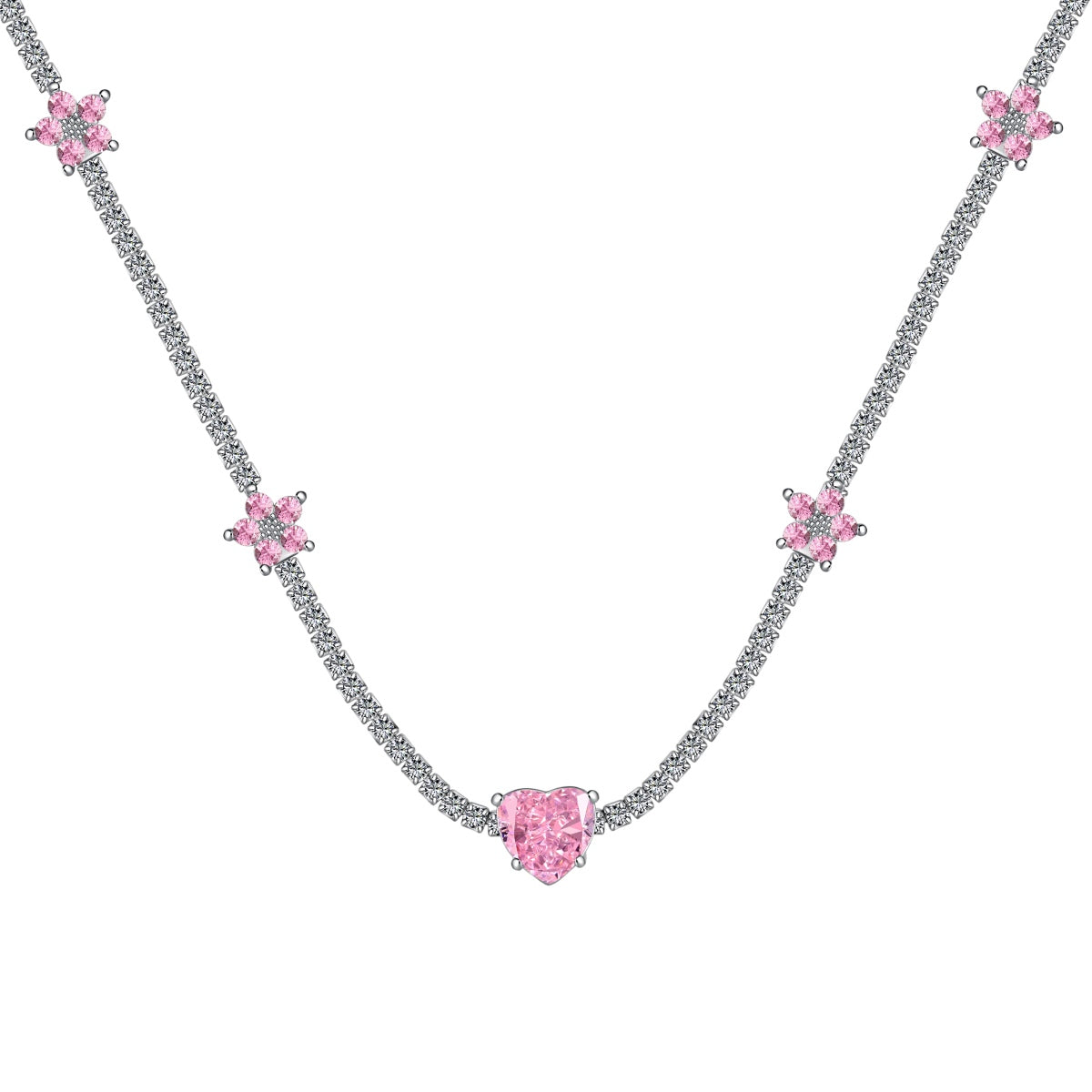 [HOT] Collier éblouissant en forme de cœur rose