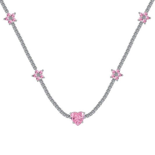 [HOT] Collier éblouissant en forme de cœur rose