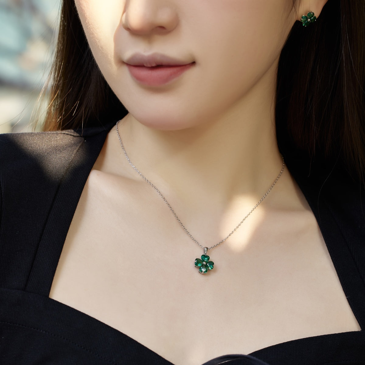 [HOT]Heart-Shaped Four-Leaf Clover Bead Necklace