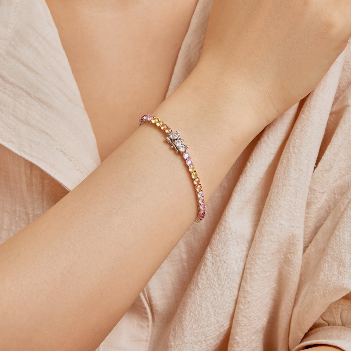 [HOT] Bracelet de tennis rond coloré et éclatant