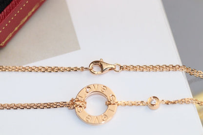 DIANA LOVE NECKLACE ADJUSTABLE ROSE GOLD 2 DIAMOND