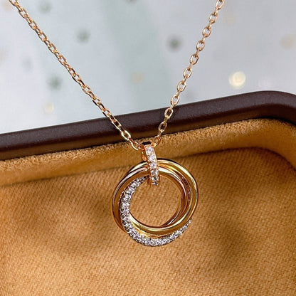 DIANA TRINITY NECKLACE SILVER GOLD PINK GOLD DIAMONDS