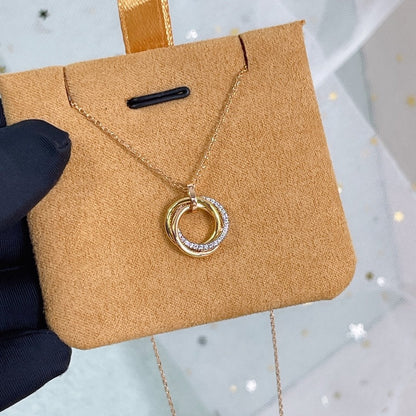 DIANA TRINITY NECKLACE SILVER GOLD PINK GOLD DIAMONDS
