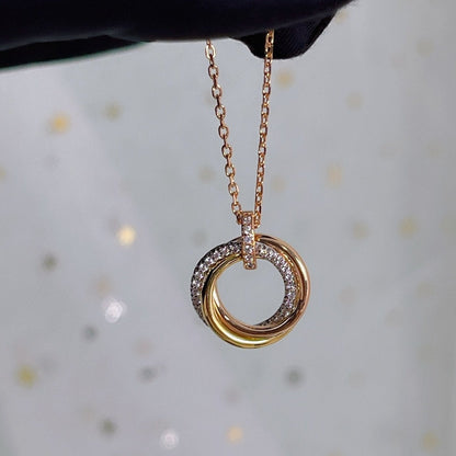 DIANA TRINITY NECKLACE SILVER GOLD PINK GOLD DIAMONDS