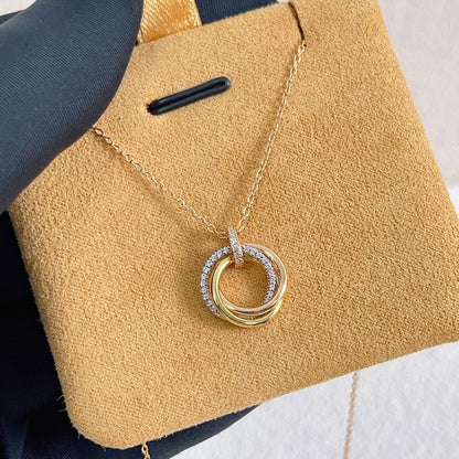 DIANA TRINITY NECKLACE SILVER GOLD PINK GOLD DIAMONDS